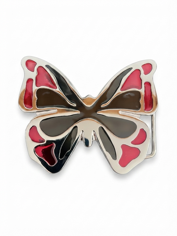 Exclusive Silver red & Black Butterfly Belt Buckle