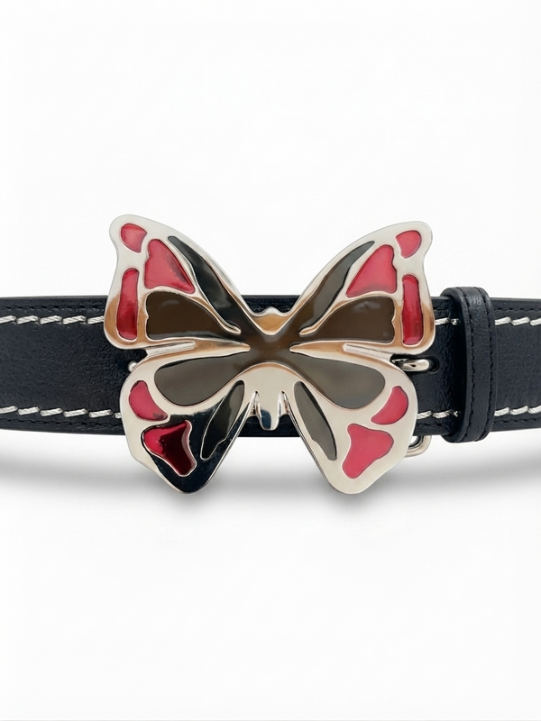 Exclusive Silver red & Black Butterfly Belt Buckle