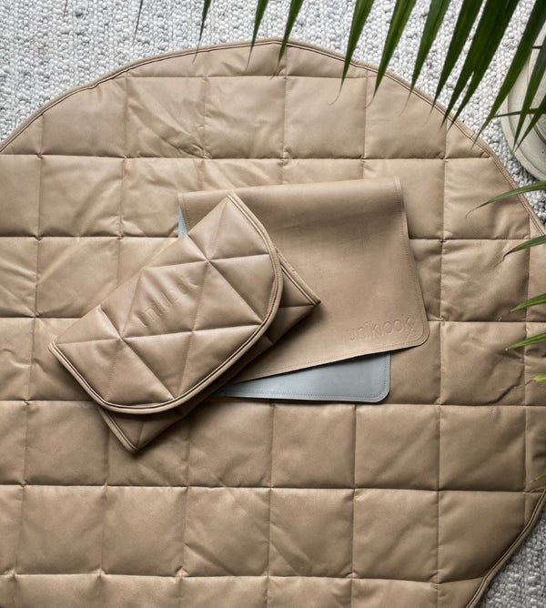 Quilted Vegan Leather Changing Mat — Tan