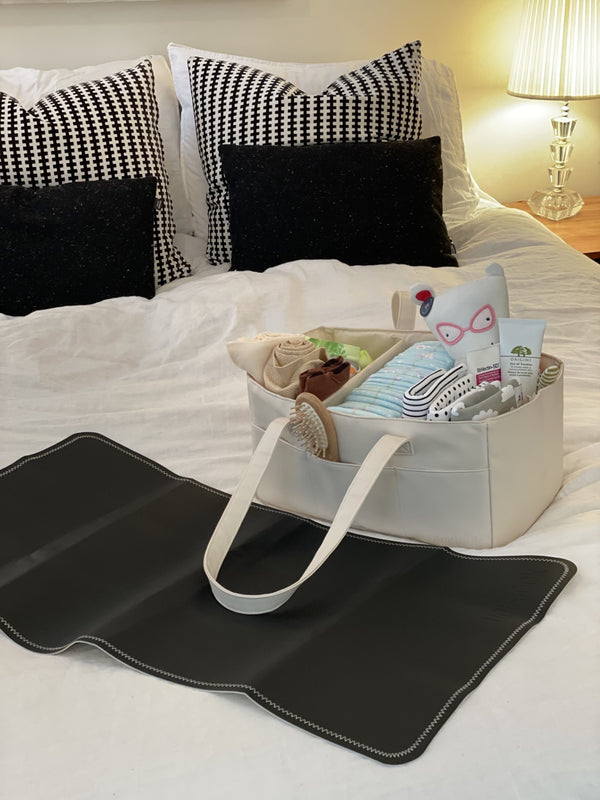 Vegan Leather Mini Mat — Black & Cream