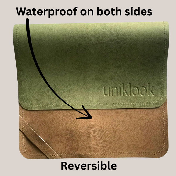 Vegan Leather Mini Mat — Green & Tan