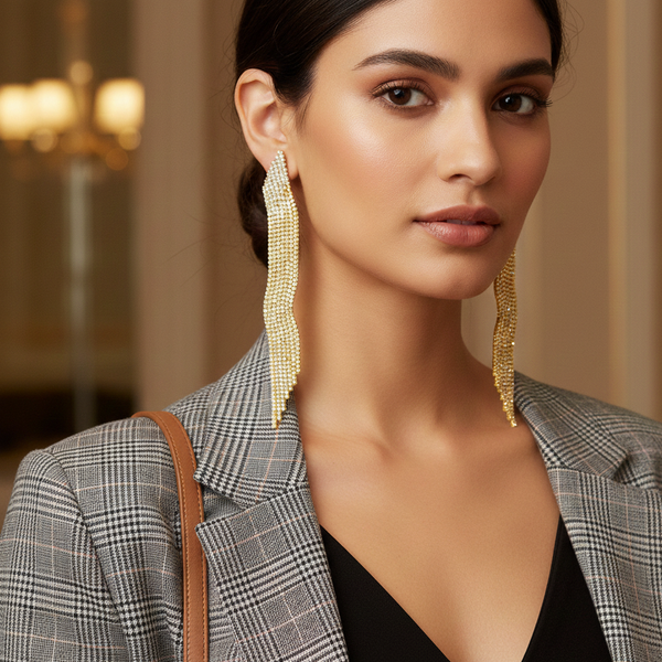 Rhinestone Chandelier Drop Earrings – Gold & Crystal