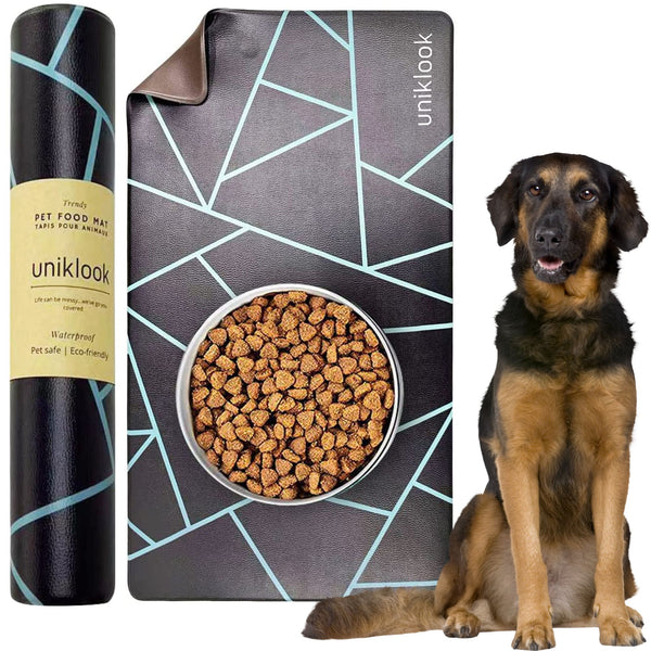 Vegan Leather Pet Food Mat — Avant-Garde Teal