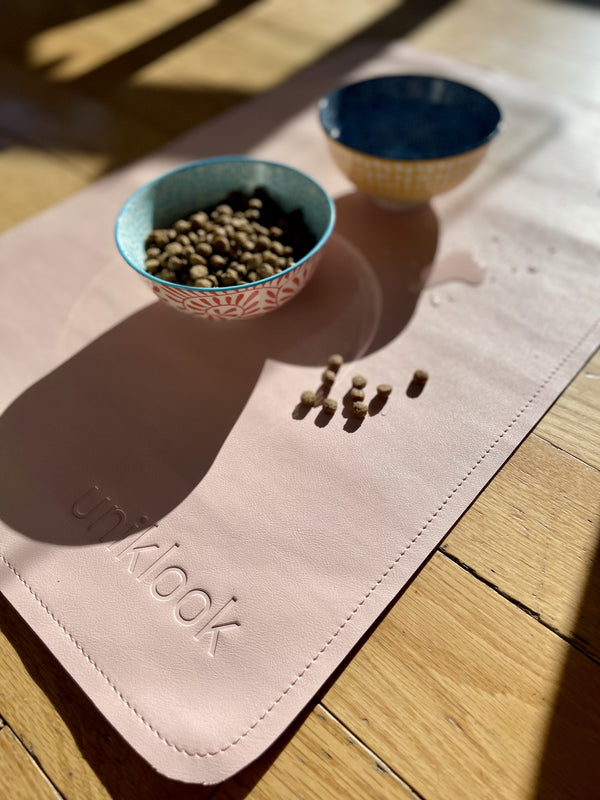 Vegan Leather Pet Food Mat — 22"x14" | Pink