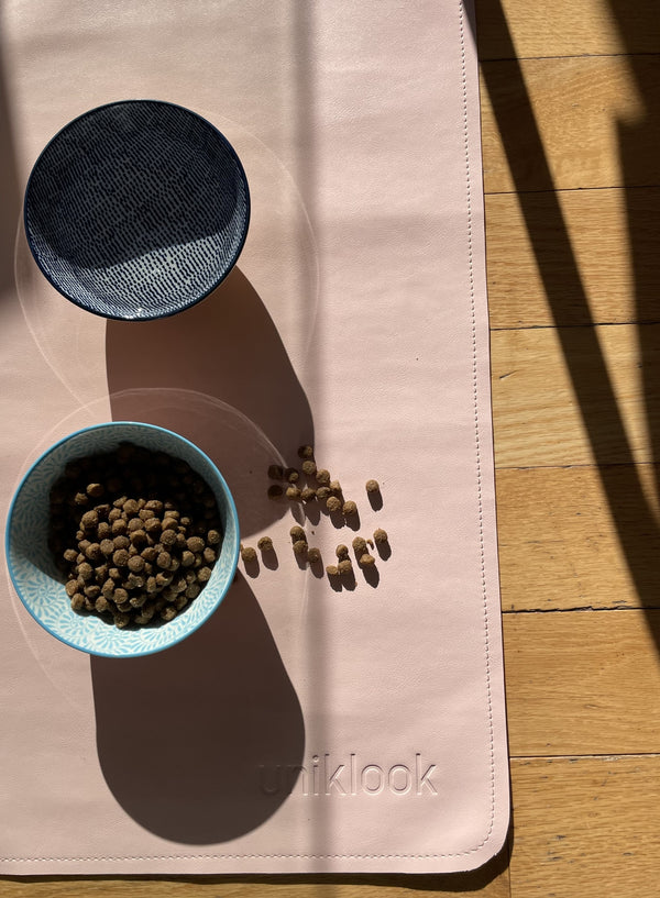 Vegan Leather Pet Food Mat — 30"x16" | Pink