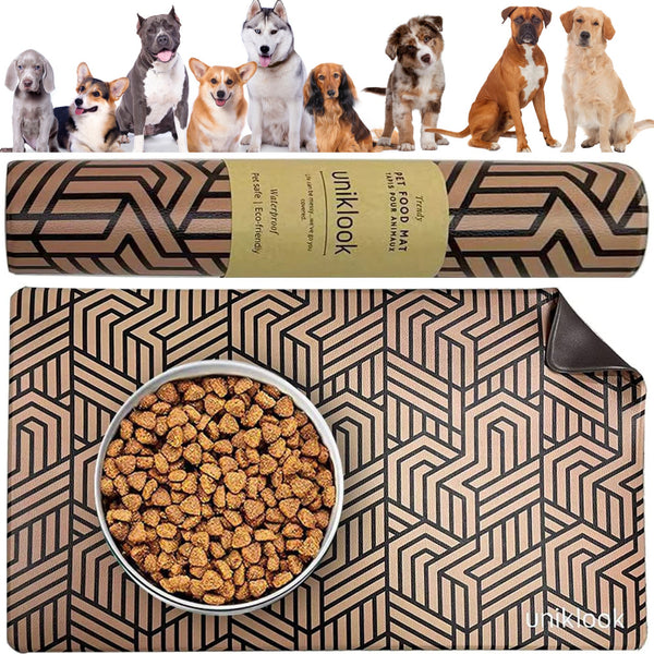 Vegan Leather Pet Food Mat — Elegant Design