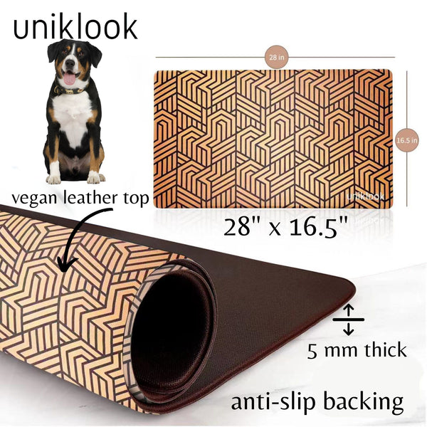 Vegan Leather Pet Food Mat — Elegant Design