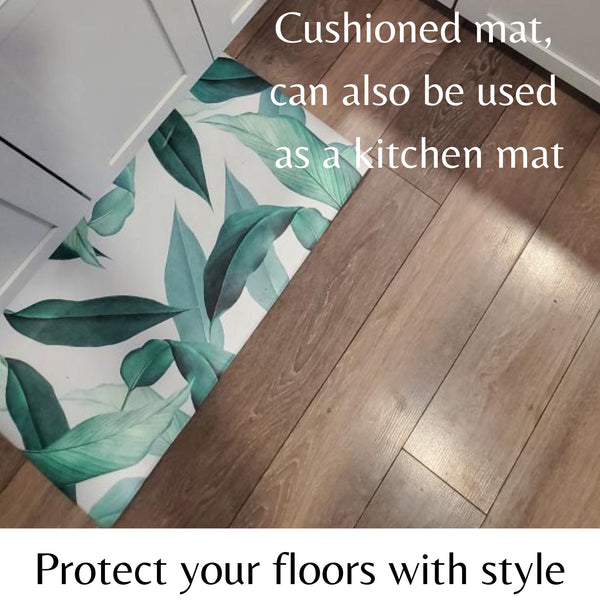 Vegan Leather Pet Food Mat — Outside Leaf Print