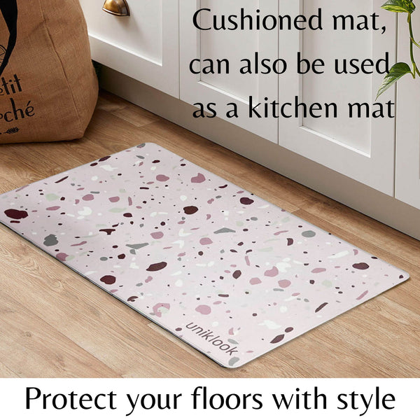 Vegan Leather Pet Food Mat — Terrazzo Pink