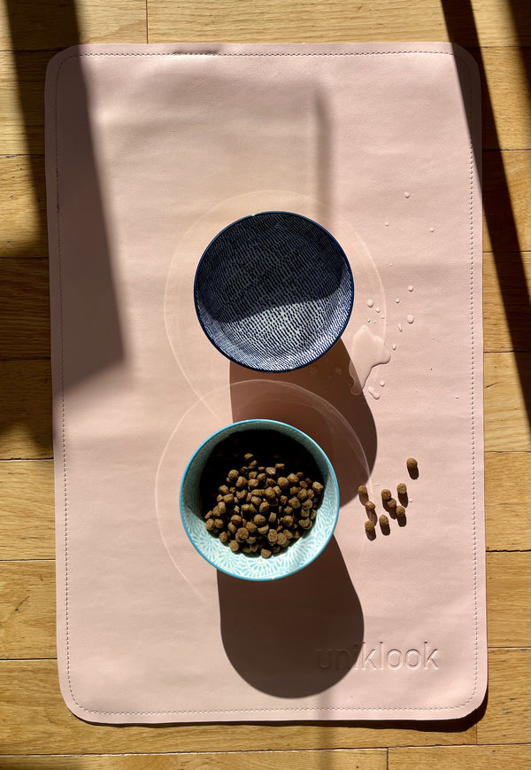 Vegan Leather Pet Food Mat — 30"x16" | Pink