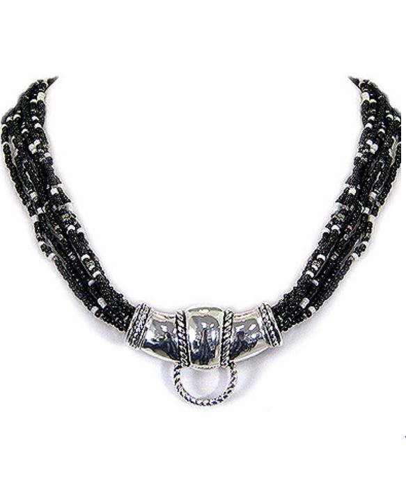 Black & White Seed Beads Layered Necklace | Authentic Cowgirl Style