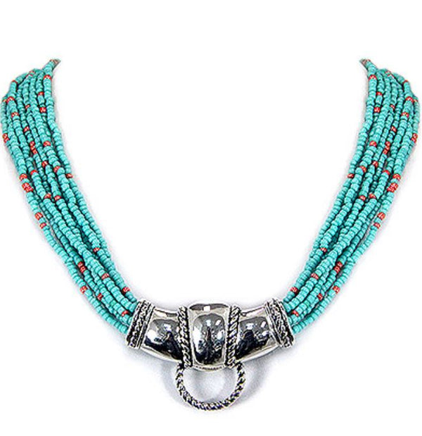 Turquoise Seed Beads Layered Necklace | Authentic Cowgirl Style