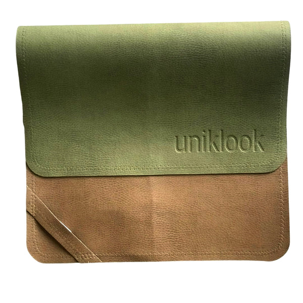Vegan Leather Mini Mat — Green & Tan