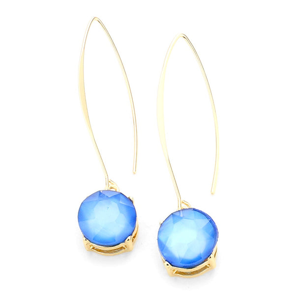 A pair of gold-tone plated on Rhodium earrings with blue Australian crystal drops.
