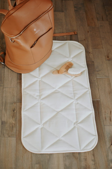 Quilted Vegan Leather Changing Mat — Cream