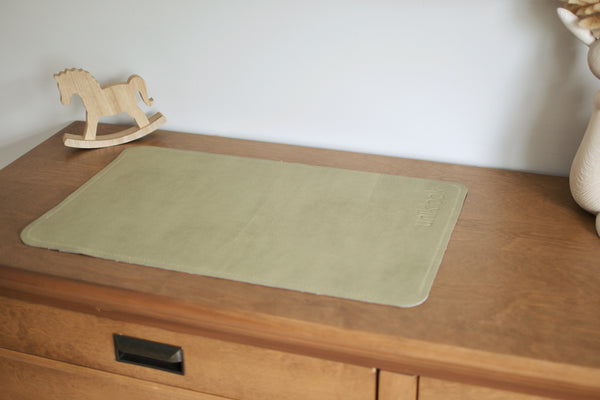 Vegan Leather Mini Mat — Green & Tan