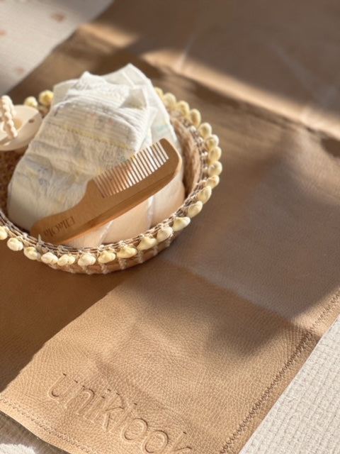 Vegan Leather Mat —Tan & Grey