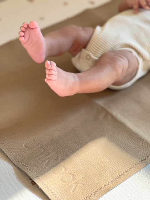 Vegan Leather Mat —Tan & Grey