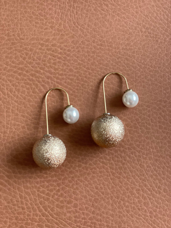 Boho Gold hoops pearl drop end earrings