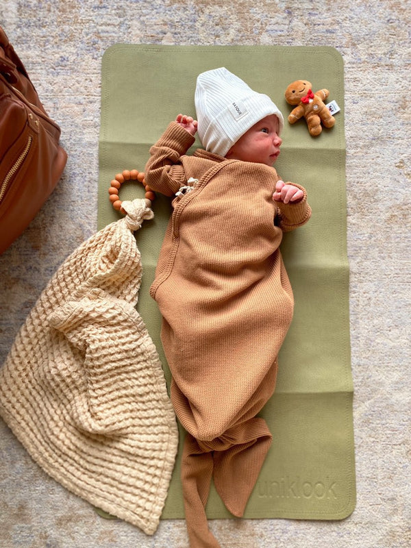 Vegan Leather Mat — Green & Tan
